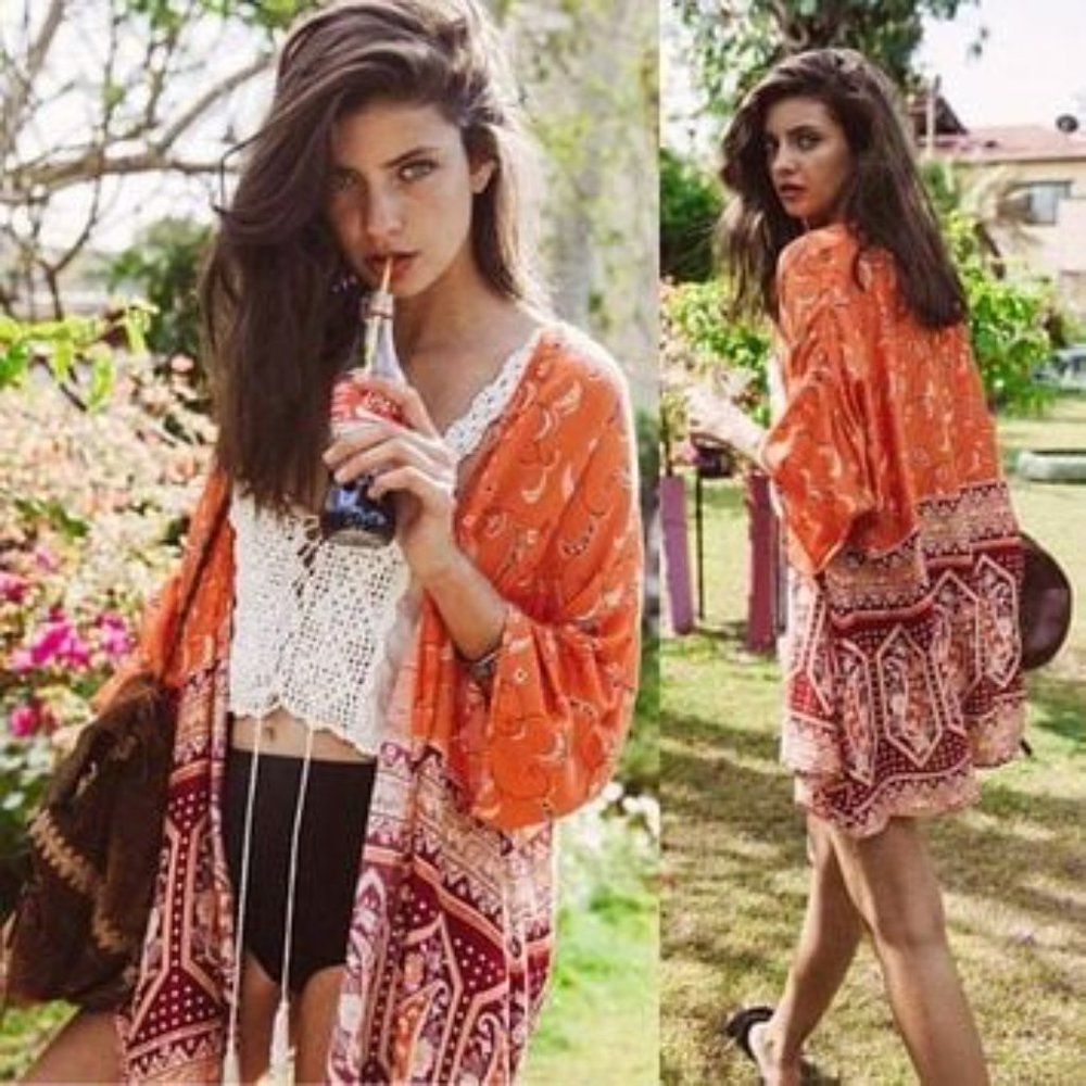 ARNHEM Sugar Orange Longline Kimono Duster - Picture 1 of 11